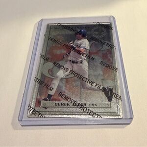 Derek Jeter 1996 Leaf Steel Baseball Card With Protective Film Vintage